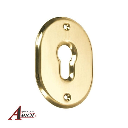 Bocchetta ovale d.70 foro yale sp. 2mm ottone lucido