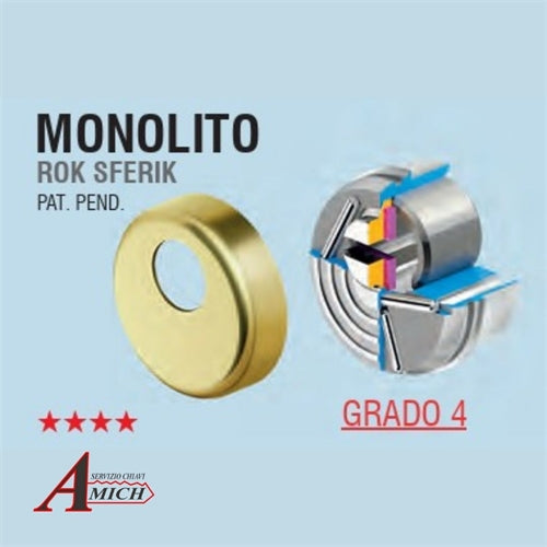 Defender disec bd200 monolito rok sferik d.88x68/11mm h.25mm filettato int.38 foro chiave d1(5mm) pvd