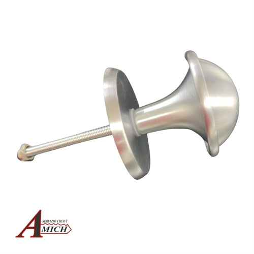 Pomolo in zama perno passante serie ercolano 70mm con rosetta cromo satinato