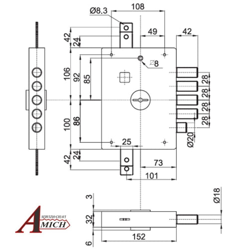 Serr. triplice doppia mappa heavy sx applicare dierre e.73/28