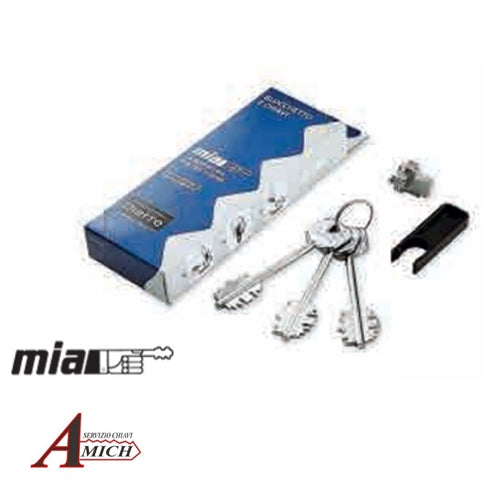 Astuccio sigillato con 3 chiavi diritte lunghezza 116mm, blocchetto, estrattore e impugnatura nera per serie dierre applicare, heavy, strong, double, click clack, roller, proof