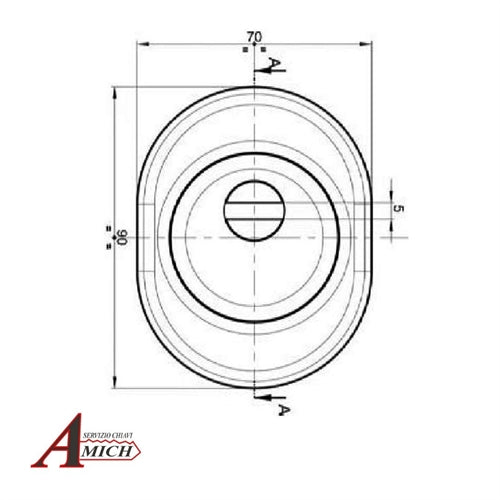 Defender projector fisso d.54 versione d alt. 22mm 70x90mm pvd ec=5mm