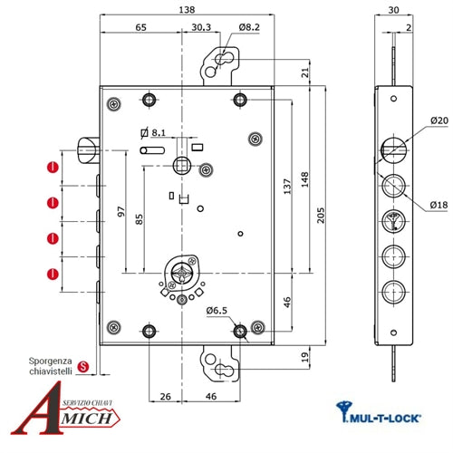 Serr. omega pro std pa c1 s03 i28 1n 3v 1g 0r cl 93mm 1 cover boc. a filo dg is mod. cisa