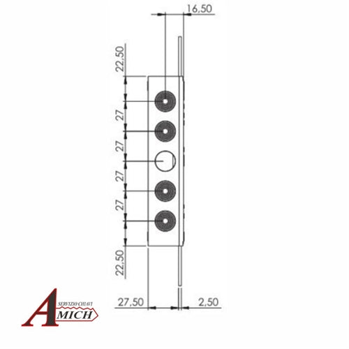 Serr. triplice cilindro sx. applicare a leve mod. esety e.65/27 con trappola anti-effrazione moia