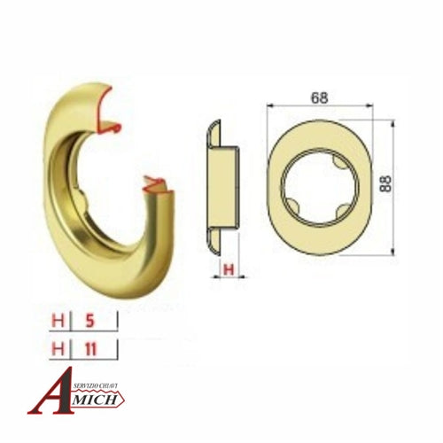 Defender disec mr500 h.20 inox ottone lucido profilo personalizzato amich con base mostrina monolito a1560i2 h.11mm personalizzato