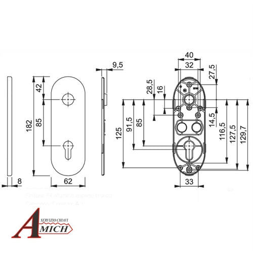 Placca lunga pomo/maniglia hoppe in alluminio f4 bronzo 2125641