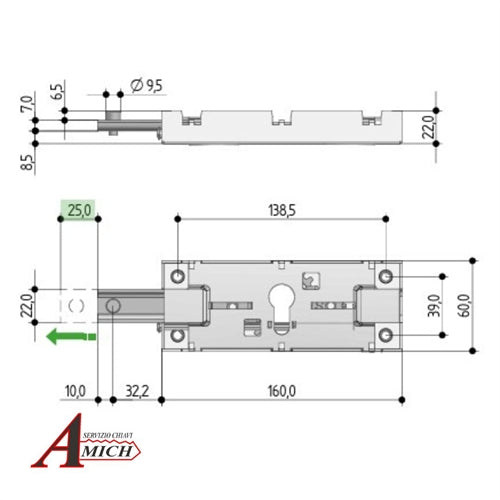 Serr. laterali cilindro europeo sx per serrande avvolgibili prefer