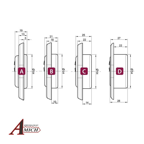 Defender projector fisso d.54 versione c alt. 14mm 70x90mm pvd ec=5mm