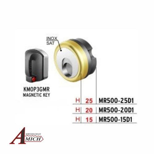 Defender disec mr500 h.25 inox ottone lucido profilo personalizzato amich con base mostrina monolito a1560i2 h.11mm