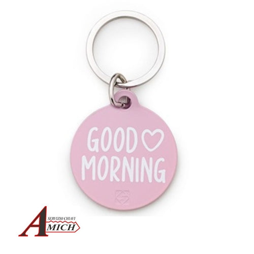 Portachiavi inspo tondo girevole "good morning"