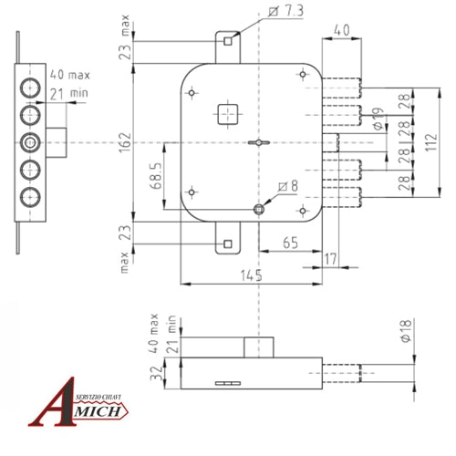 Serr. triplice doppia mappa strong sx applicare dierre mia e.65/28 chiave corta 92mm