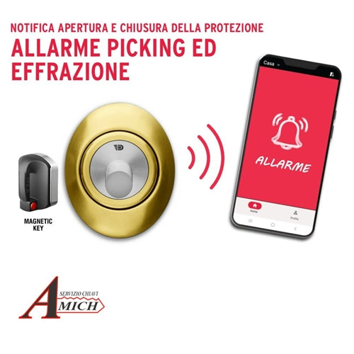 Defender disec mr500 smart h.20 pvd ottone lucido con base mostrina monolito