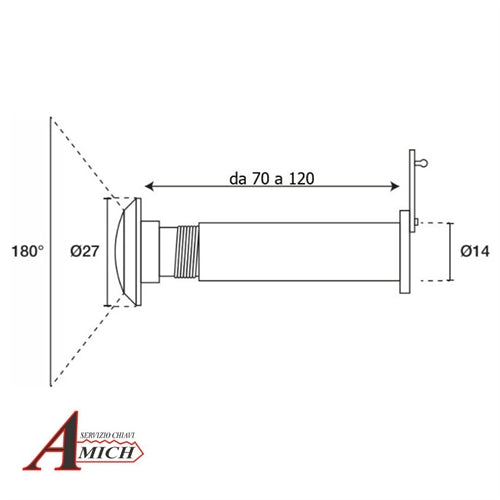 Spioncino in ottone sp. 70-120mm cromo satinato