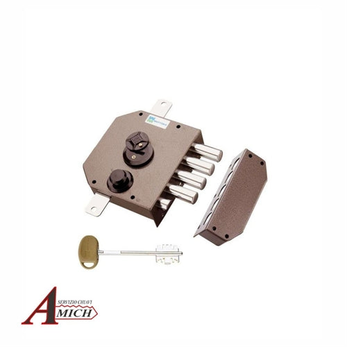 Serr. triplice doppia mappa sx sovrapposta e. 63 int.25 3 chiavi da 60 s/aste verniciata