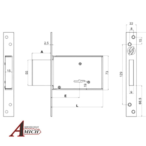 Serr. sicurezza doppia mappa infilare 4 mandate corsa 40mm e.60  3ch.  l.cassa 112mm fr. 180mm securemme