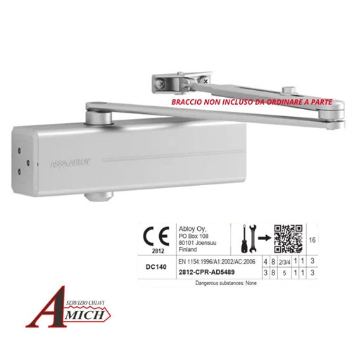 Chiudiporta a pignone e cremagliera aereo en 2/3/4/5 ev1 argento