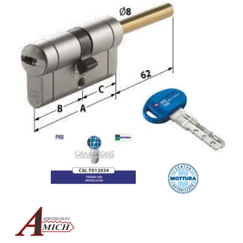 Cilindro cp4 31/31 ch/codolo champions pro (profilo personalizzato amich) frizionato