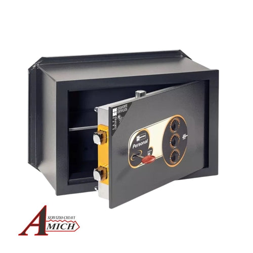 Cassaforte personal ad incasso dimensioni esterne alt. 230mm largh. 350mm prof. 200mm chiusura con chiave + combinazione