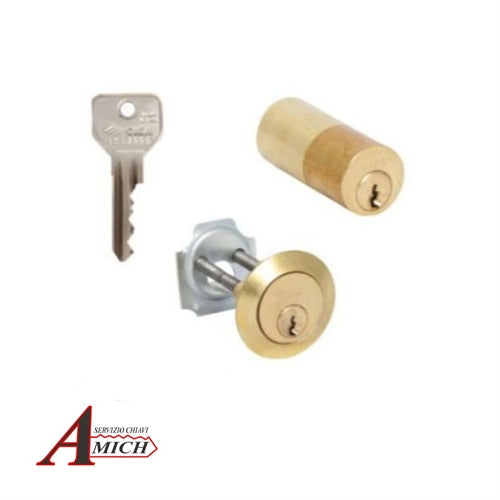 Kit cisa coppia cilindri interno esterno a tubo lunghezza 50mm per serr. elettrica ottone