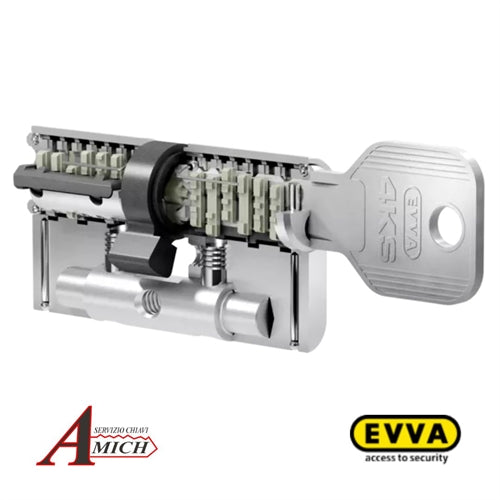Cilindro evva 4ks 51/61 (112) sistema di massima sicurezza a 4 curve tecnologia senza molle, è immune a bumping e picking, fluidità e resistenza estrema all'usura