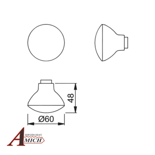 Pomolo in alluminio diametro 60mm senza rosetta finitur f4 all. bronzo pred. attacco filettato e quadro d.8 hoppe