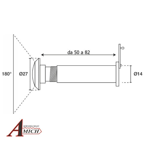Spioncino in ottone sp. 50-82mm bronzato