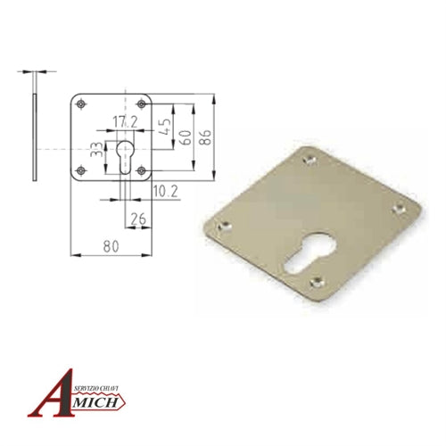 Bocchetta interna f/y sx con 4 fori rettangolare dierre cromo satinato