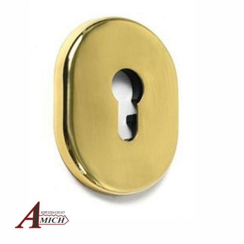 Bocchetta ovale d.70 foro yale sp. 5mm ottone lucido